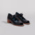 Wilder shoes - three-quarter view of black vachetta leather open-toe mary jane women's mid-heel sandal - Constance - wildershop.com