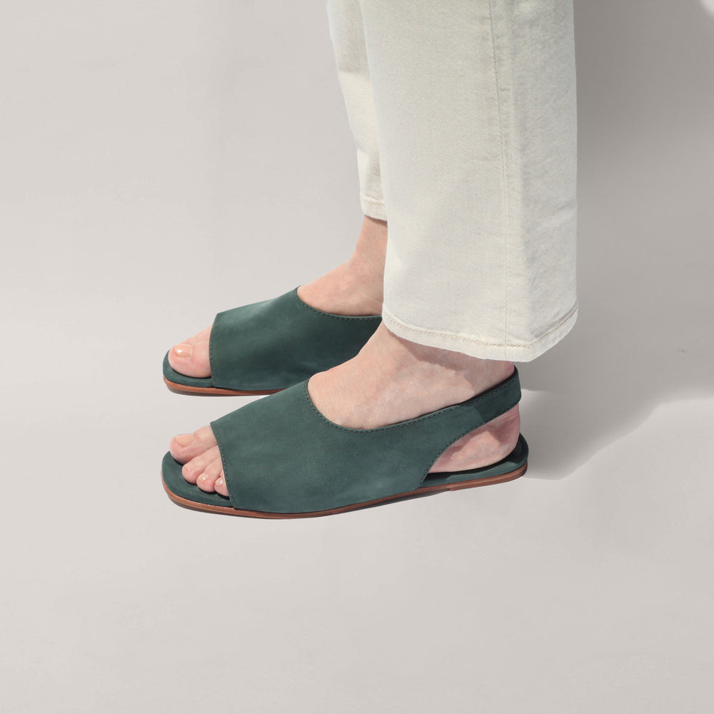 Wilder shoes - brown leather women's x-strap flat sandal - hazel - on-foot view